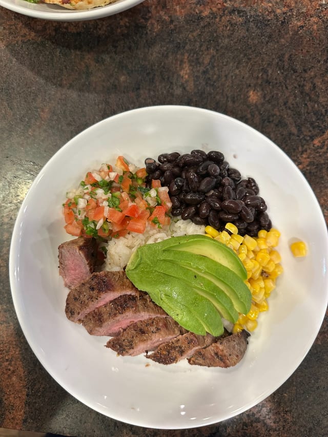 Tom's Protein Bowl with Steak.